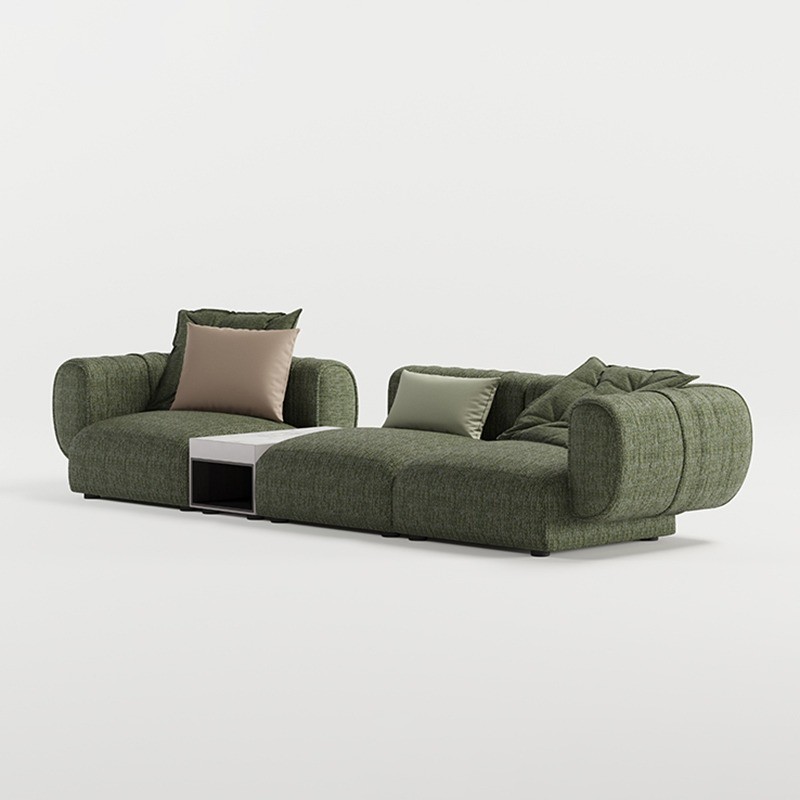 Luxury Comfort Sofa Furniture Set Green Fabric Elegant Interior Decoration
