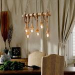 Hemp Rope Bamboo Glass Pendant Light For Living Rooms