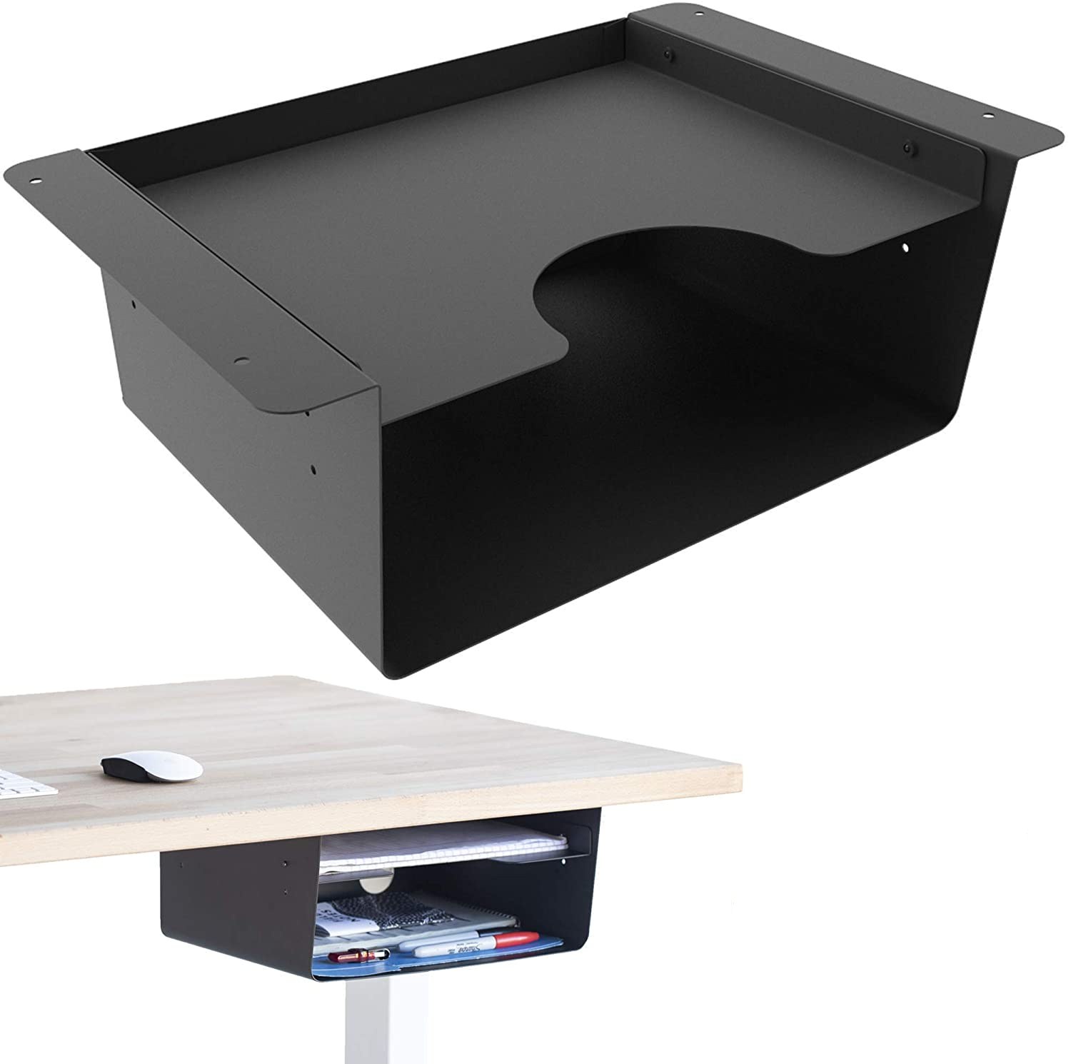 Carbon Steel Under Desk Storage Shelf Good Organizer for Adjustable Stand Up Desk