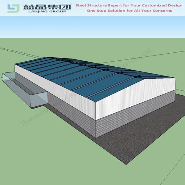 Prefabricated Modern Structural Steel Building Frame Workshop Green Light Metal