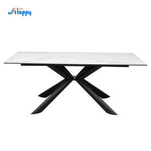China 1800mm Contemporary Bespoke Ceramic Top Dining Table With Metal Legs wholesale
