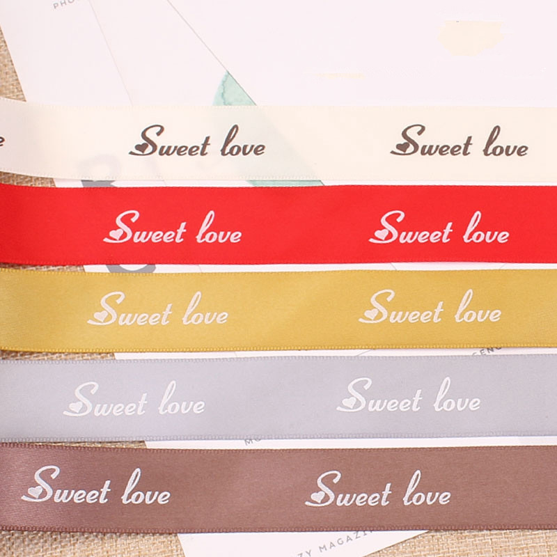 2.5cm Sweet Love Grosgrain Polyester Ribbons For Flower Gift Birthday Cake
