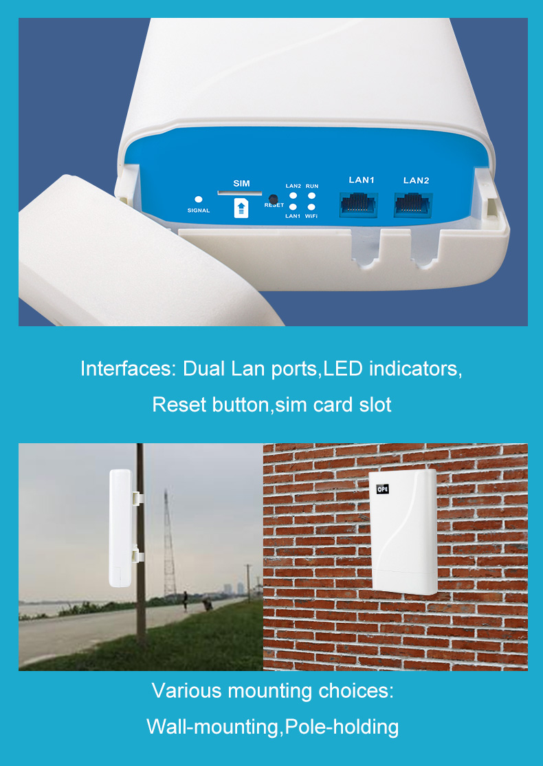300mbps CAT4 Wifi Wireless Sim Card Outdoor 4G LTE CPE Router With POE Power