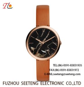 China wholesale Pu watch Round dial alloy case quartz watch delicate fashion watch concise style dark brown pu strap wholesale