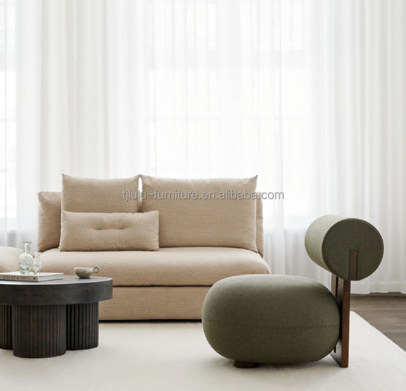 Living Room Chair With Wood Leg Creative Modern Wooden Leisure Style Lamb Wool Single Sofa Chair W70*D81*H71CM