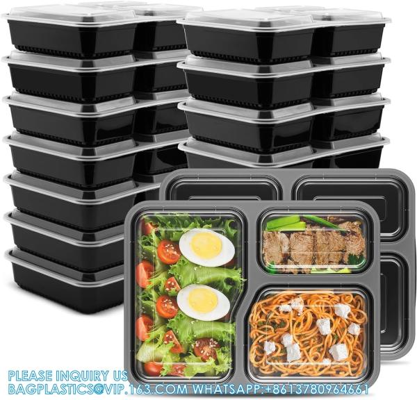 34oz 3 Compartment Meal Prep Containers 150 Packs, 150 Pieces Trays And 150