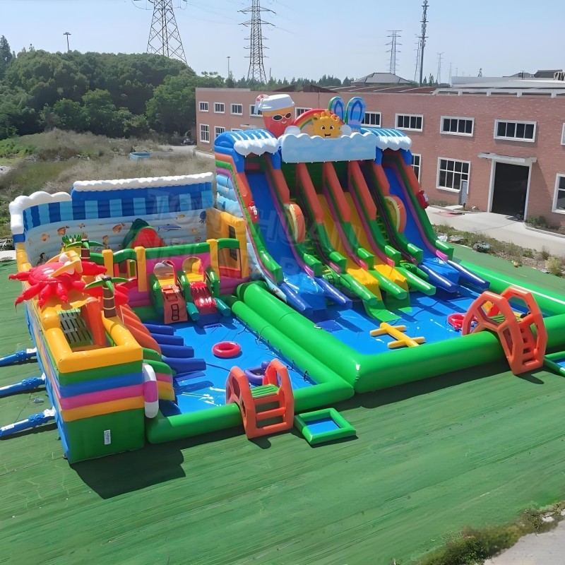 Land Inflatable Water Park Custom Giant Inflatable Playground With Colorful Slide Pool Interactive Features Kids Activity Layout Event Rental Project