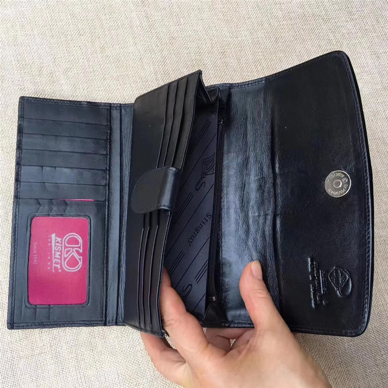 Authentic Stingray Skin Female Long Trifold Wallet Coin Case Genuine Leather Women Large Red Clutch Purse Lady Money Bag