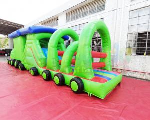 China Train Bouncy Castle 13.2X4.7X3M Inflatable Obstacle Course wholesale