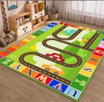 Children Playroom Rug Cartoon Car Traffic Rail Carpets For Living Room Floor,