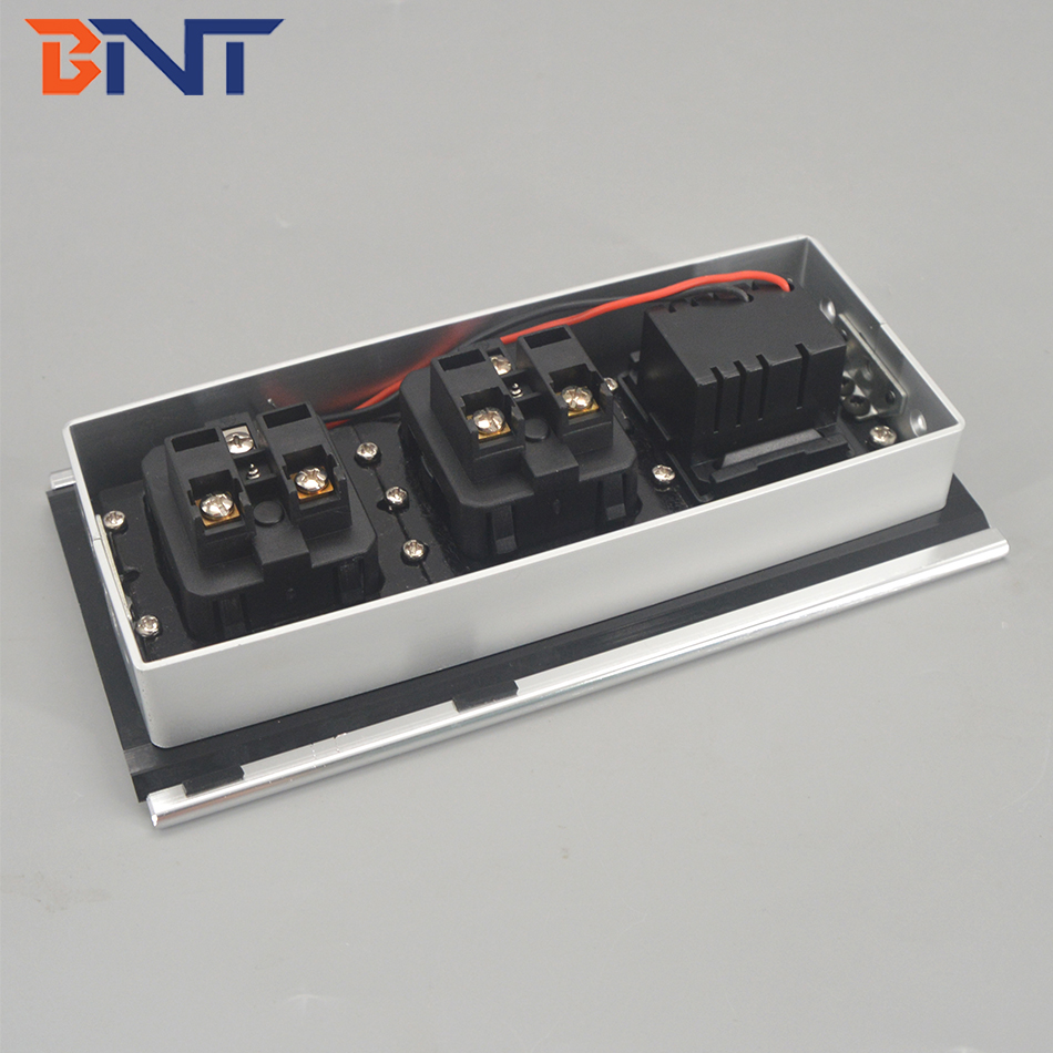 2020 new style flush mounted tabletop sliding cover socket with aluminum slide cover