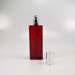 120 ml Square Red PETG Lotion Toner Bottle for Sunscreen Cream Collar Material