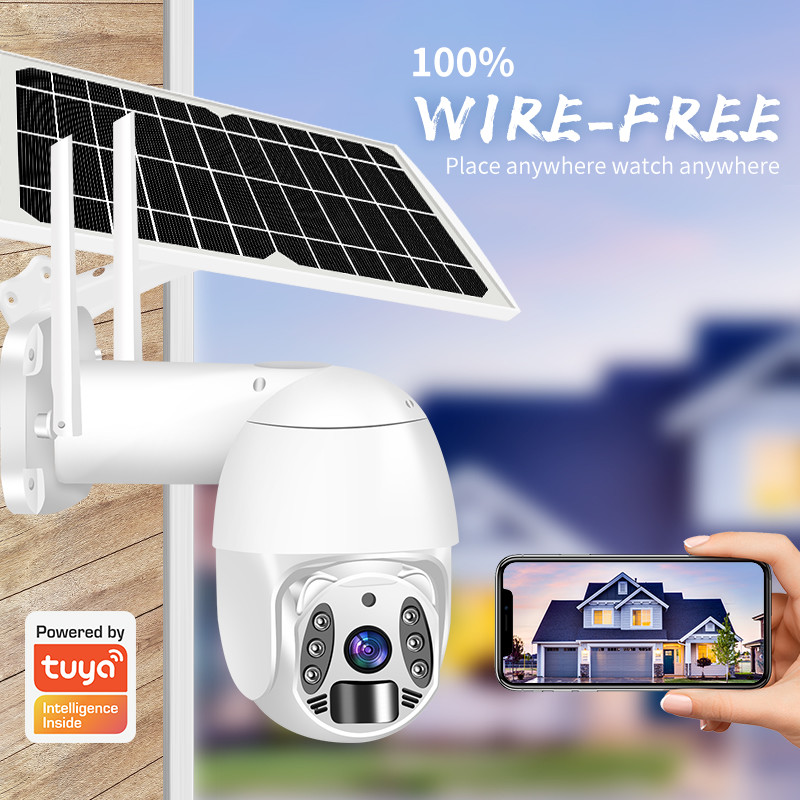 Night Vision Solar Security PTZ Camera Tuya Wifi / 4G Cloud Storage IP Camera