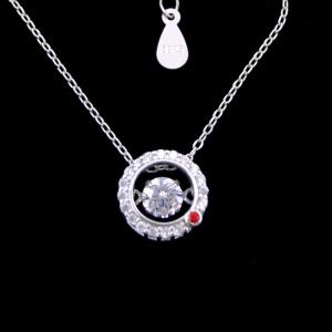 China Dancing Pendant Sterling Silver Cubic Zirconia Necklace With Red Point Round Shape wholesale