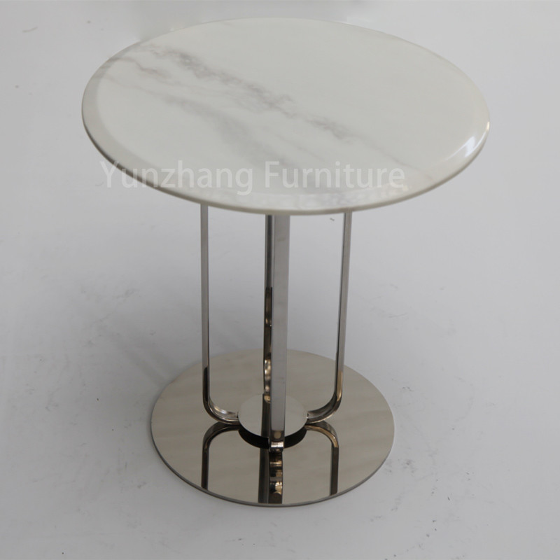 Modern Round Gold Coffee Table Marble Top For Living / Reception Room