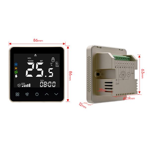 LCD Display Fan Coil Thermostat With Heating Cooling Ventilation Adjustable Fan Speed