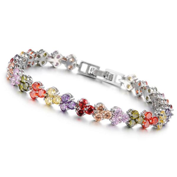 Multicoloured Cubic Zirconia Tennis Bracelet for Women Wedding Jewelry