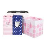 8x4x10 Small Favor Pink Wedding Printed Paper Gift Bags Bulk With Ribbon Handle