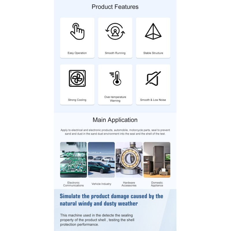 IP5X & 6X Programmable Vacuum Sand and Dust test Chamber Environmental Test Chamber Dust-proof Testing for Electronics