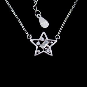 China European Style Star Shape Jewelry / AAA Zircon 925 Silver Necklace For Lady wholesale