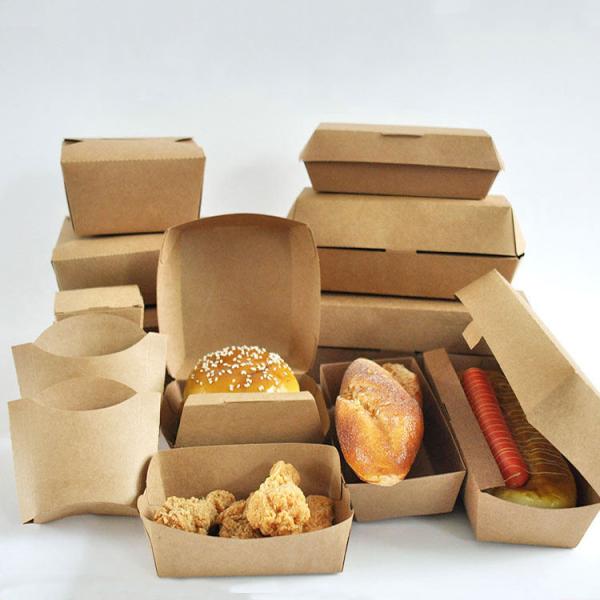 Eco-friendly custom printed clam shell burger box disposable food grade kraft