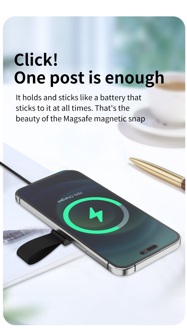 2 In 1 Foldable Mini Magnetic Finger Ring Wireless Charger with ABS PC Aluminum Alloy Material