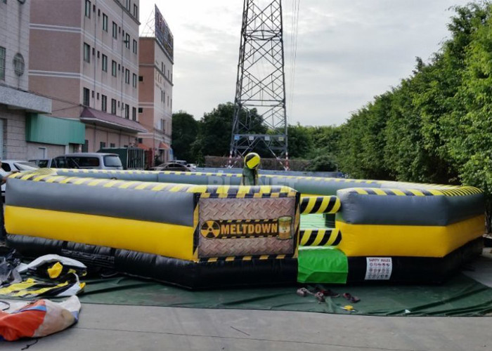 Commercial Meltdown Mechanical Inflatable Wipe Out With 0.55mm PVC Tarpaulin