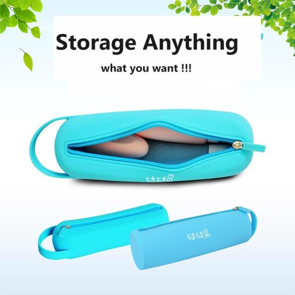 Circular Pen Bucket Silicone Cosmetic Storage Bag Portable Waterproof Silicone