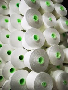 China GRS 40S/2 Recycled Polyester Spun Yarn Eco Friendly For Industrial Sewing wholesale
