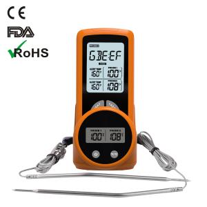 China Digital Bbq Meat Thermometer Wireless Grilling Cooking Thermometer With Temp Alarm wholesale