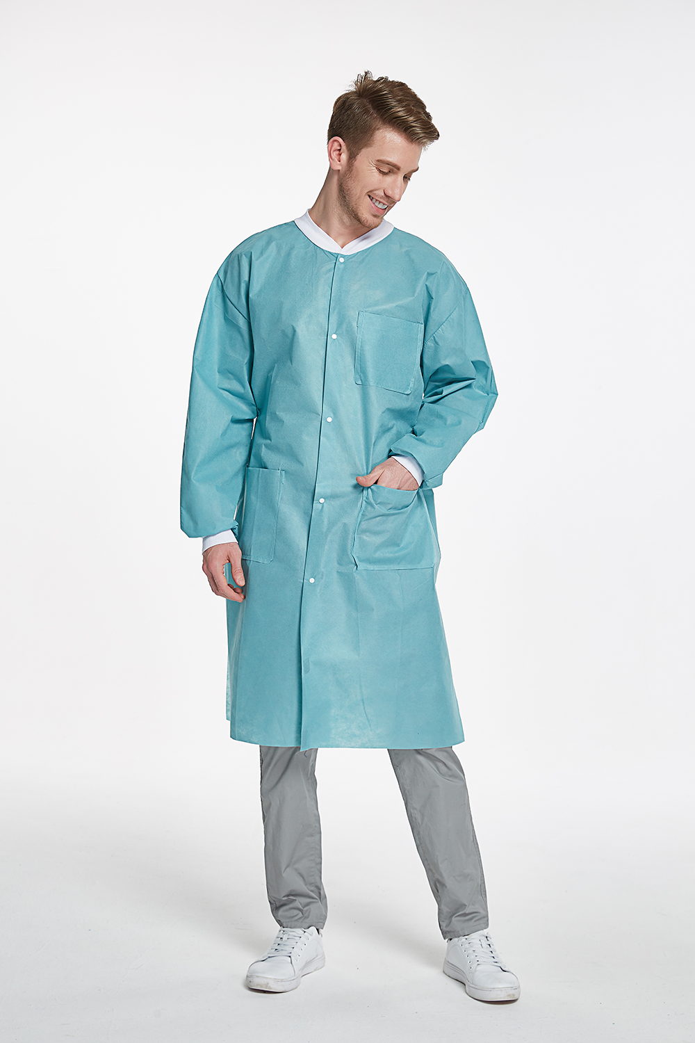 S&J Disposable isolation/lab/patient gown/coat pp/pp+pe/sms