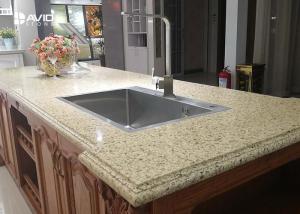 China Vivid Beige Glossy Polished Sparkle Quartz Countertops Ogee Edge Good Color Consistency on sale