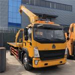 4x2 Euro 6 Howo Sinotruck 8 Tons Flatbed Wrecker Truck Mounted Crane