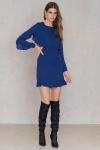 Latest Ruffle Open Back Design Blue Formal Dresses Women