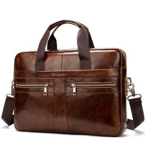 China Waterproof Business Laptop Handbag Shoulder Bag Genuine Leather Briefcase For Men Custom Logo wholesale