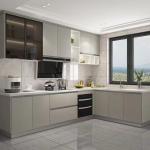 Modern Wooden Open Hotel Kitchen Cabinets Sets Quartz Counter