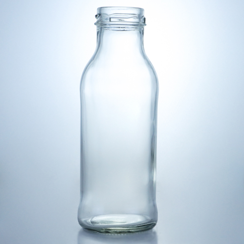 Custom Capacity Juice Milk Ketchup Salad Chili Sauce Glass Bottle with Metal Lid Decal