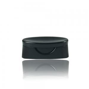 China 24/400 Black Flip Top Cosmetic Plastic Bottle Cap For Shampoo wholesale