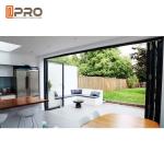 Black Color Aluminum Entrance Folding Glass Doors Heat Insulation glass door