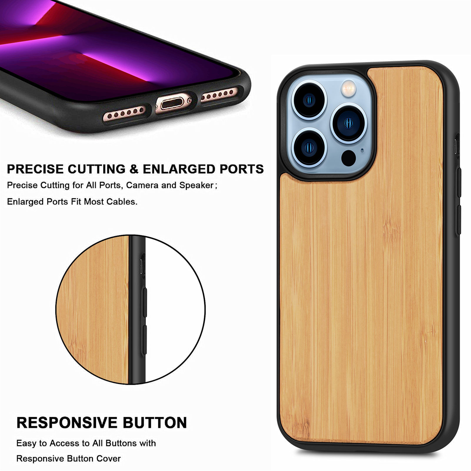 Personalised Carved Wooden Phone Case Bamboo Mobile Cover Walnut Shockproof