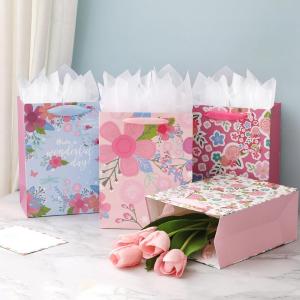 China Custom Color Accepted Fashion Flower Printing Fancy Shopping Paper Bags For Presents wholesale