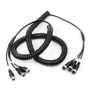 China Stretchable 4PIN Black 3 To 3 Aviation Spring Extension Cable Car Camera Accessories FCC wholesale