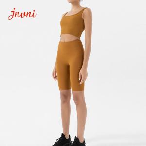 China 210gsm Yoga Activewear Sets Ribbed Two Piece Biker Short Sets wholesale