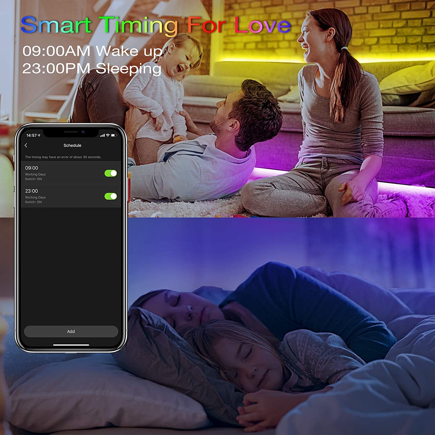 Alexa and Google Assistant Full color smart light strip Segmented Color Control DC5V