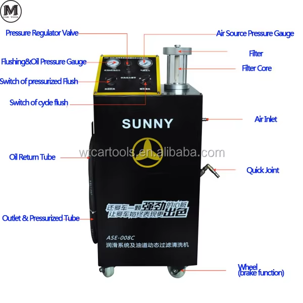 Lubricating Oil System 75Kg Engine Flushing Machine ASE-008E With 2 .5m Pipe
