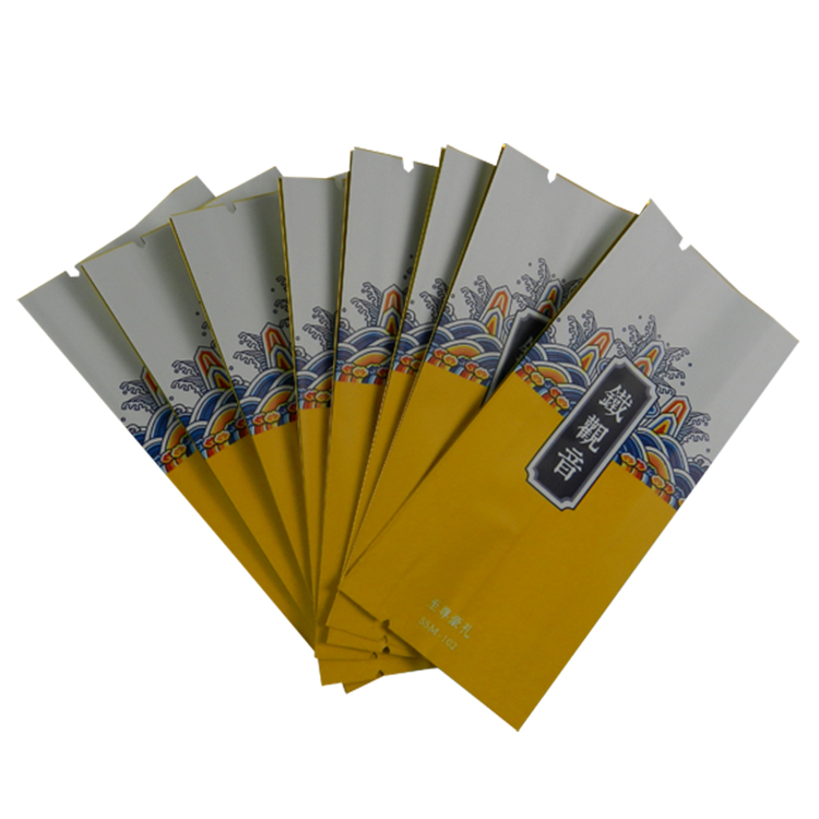 Reusable Moisture Proof Coffee Tea Packaging Three Side Sealed Custom Tea Bag Packaging