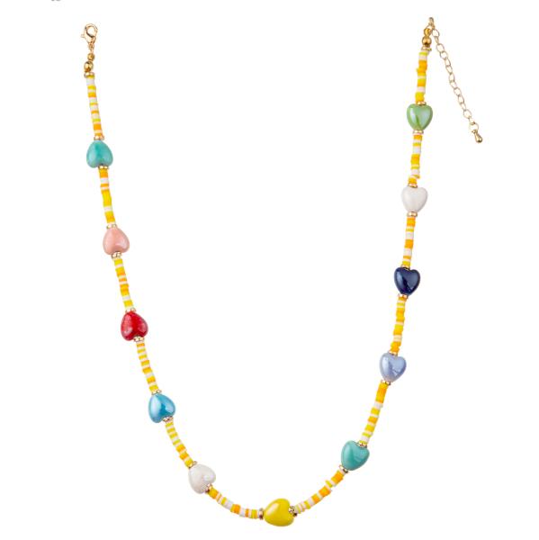 Multicolor Beaded 14K Gold-Plated Chain Link Necklace with Butterfly/Flower