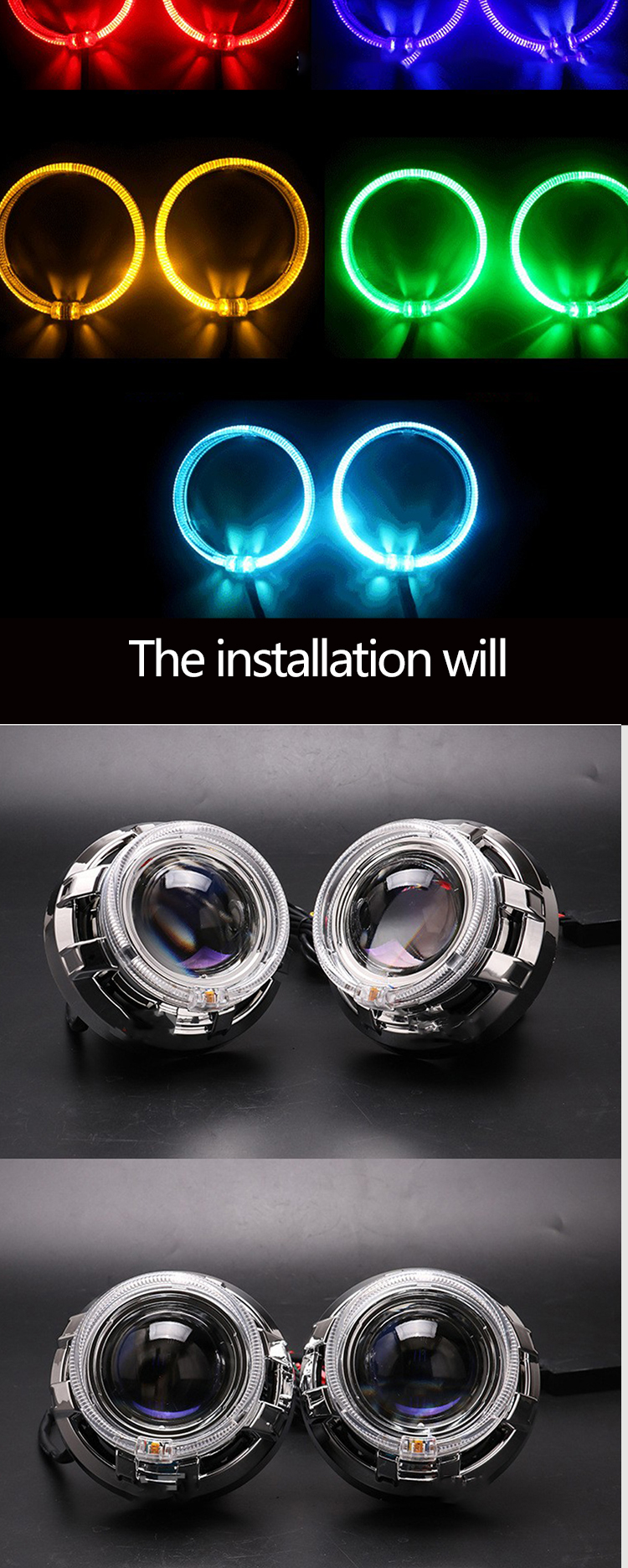 DRL RGB Halo Rings Car Interior Led Ambient Lights CCFL Angel Devil Eyes 80mm 95mm 105mm 110mm