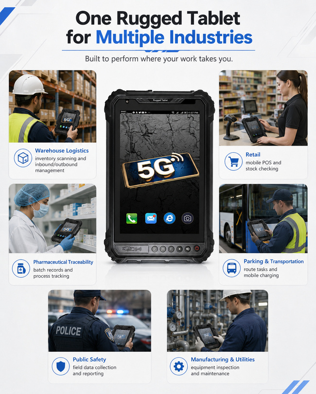 Wireless Rugged Tablet with WiFi Bluetooth and GPS 8 Inch for Field Data and Team Work