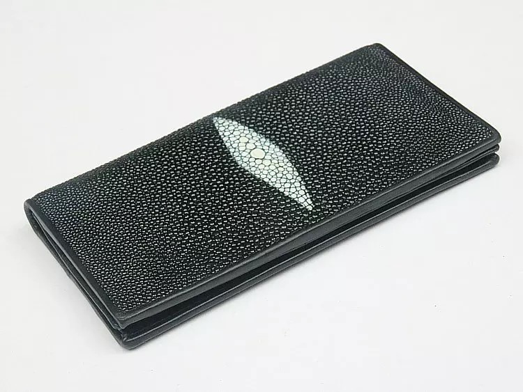 Unisex Style Authentic Stingray Skin Women Men Slim Bifold Wallet Card Bag Genuine Leather Female Male Thin Clutch Purse